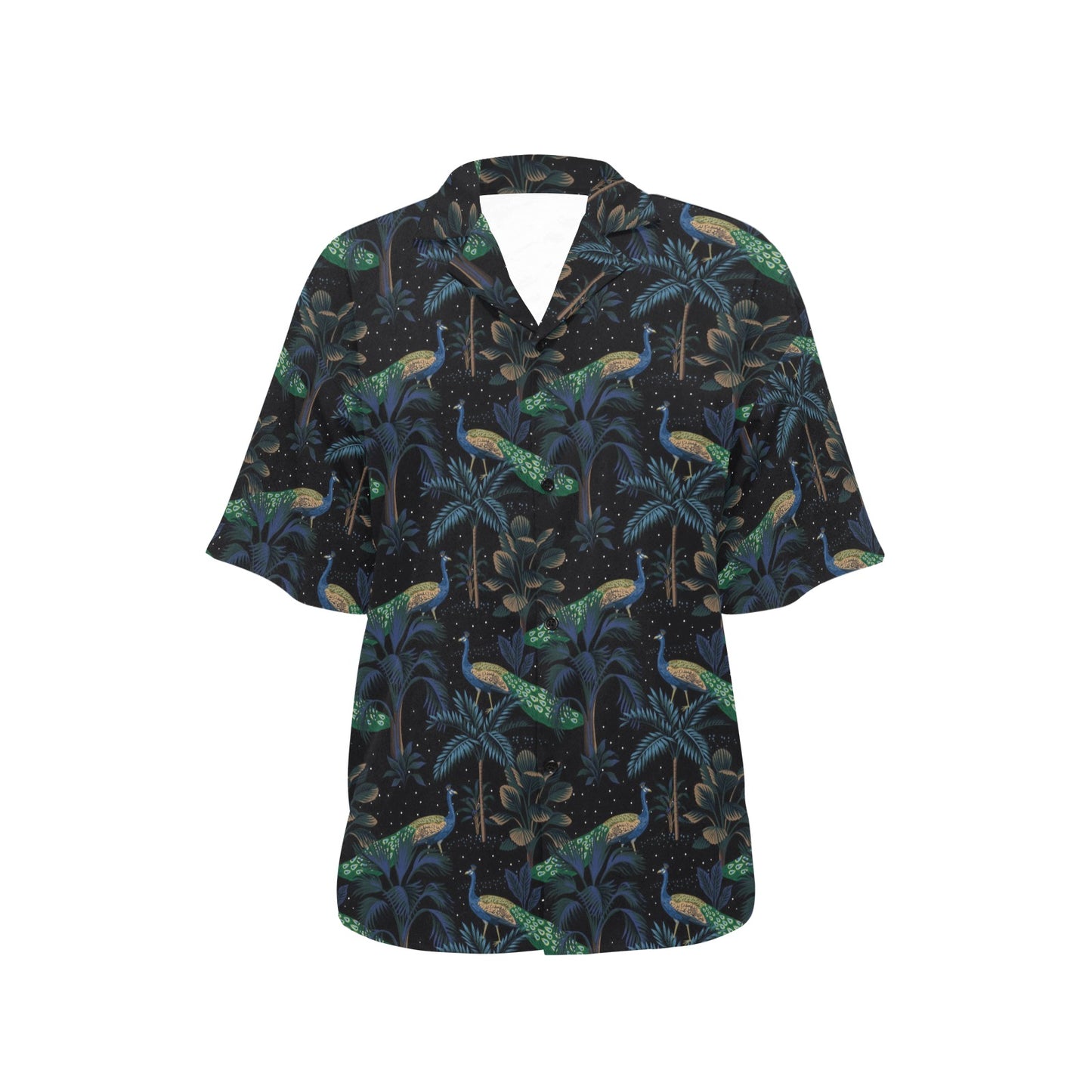 Rainforest Peacock Pattern Print Design A04 Women's Hawaiian Shirt
