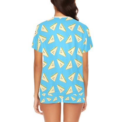 Sandwich Emoji Print Design LKS305 Women's Short Pajama Set