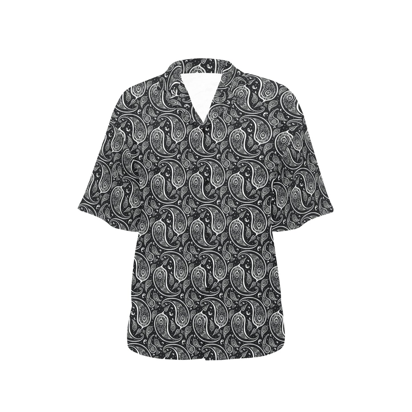 Paisley Black Design Print Women's Hawaiian Shirt