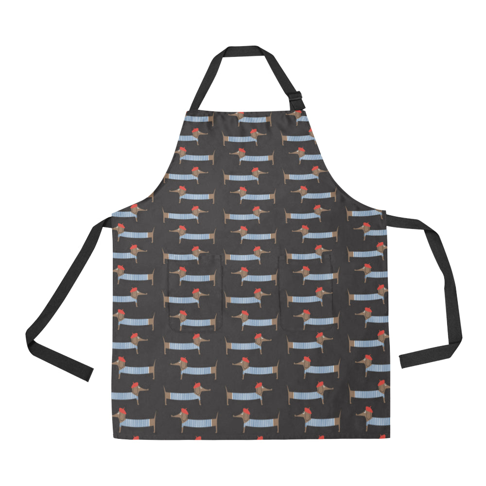 Dachshund Pattern Print Design 04 Apron with Pocket