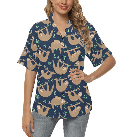 Sloth Print Design LKS307 Women's Hawaiian Shirt