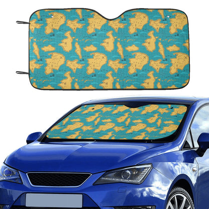 World Map Print Design LKS301 Car front Windshield Sun Shade