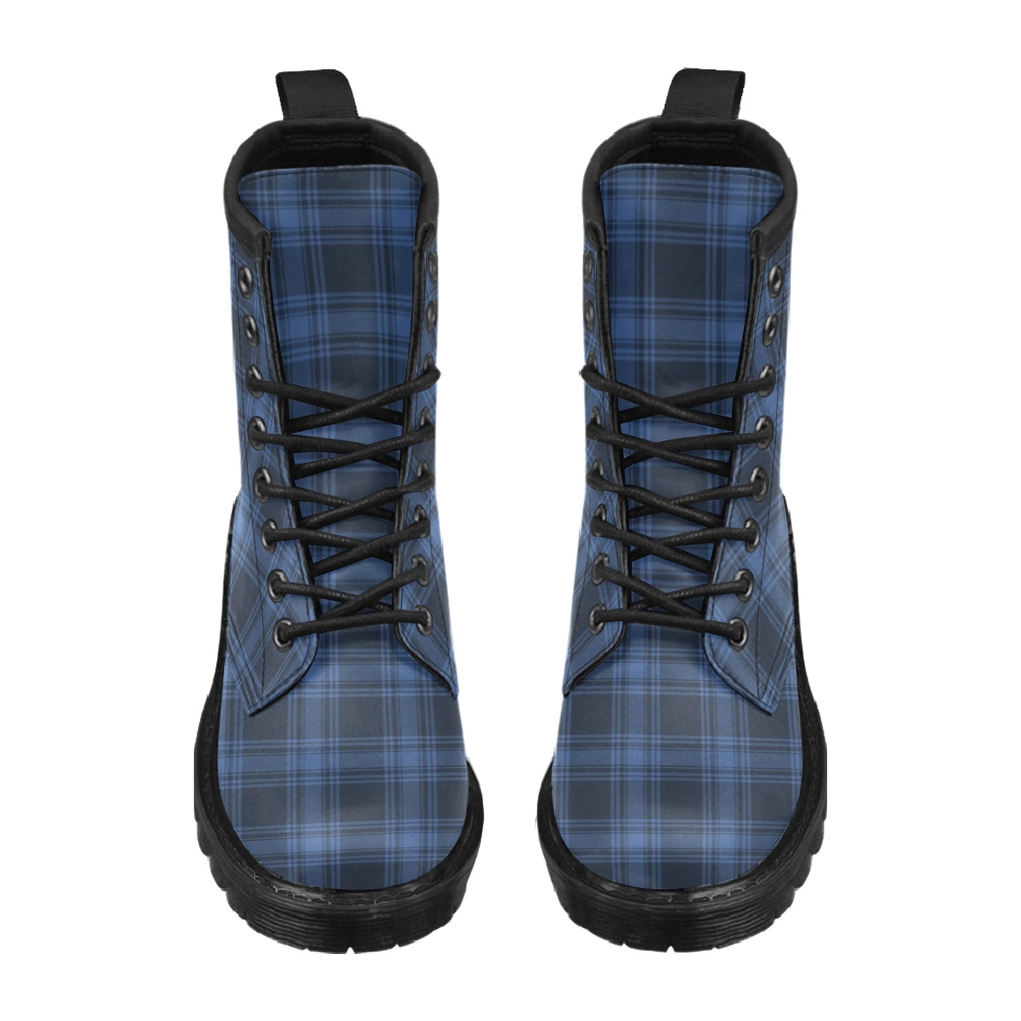Tartan Blue Print Design LKS304 Women's Boots