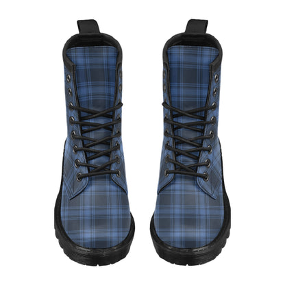 Tartan Blue Print Design LKS304 Women's Boots