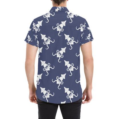 Giant Squid Pattern Print Design 02 Men's Short Sleeve Button Up Shirt