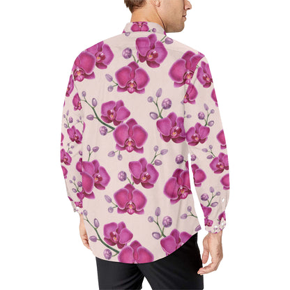 Orchid Pattern Print Design A02 Men's Long Sleeve Shirt
