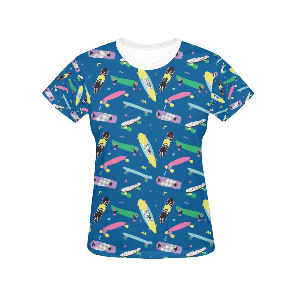 Skateboard Print Design LKS302 Women's  T-shirt