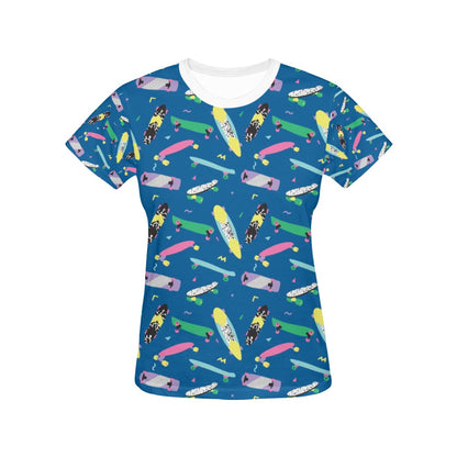 Skateboard Print Design LKS302 Women's  T-shirt