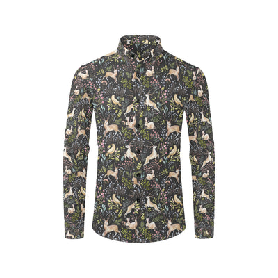 Deer Floral Jungle Men's Long Sleeve Shirt