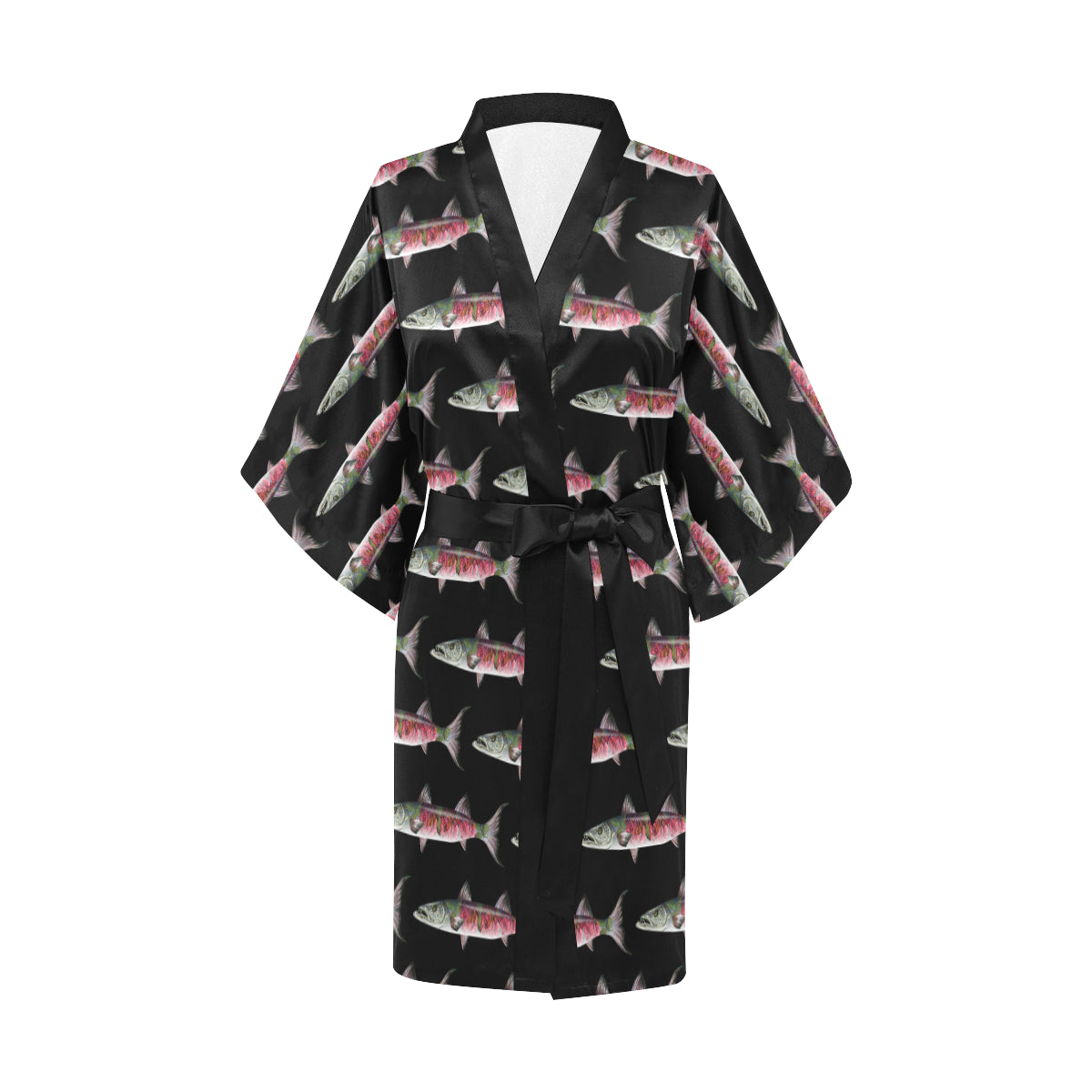 Barracuda Pattern Print Design 02 Women's Short Kimono