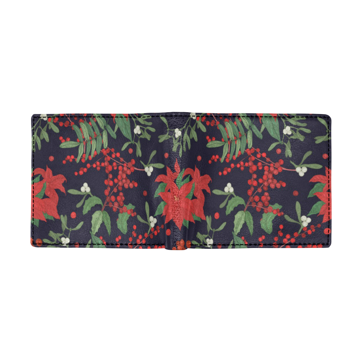 Poinsettia Pattern Print Design POT02 Men's ID Card Wallet