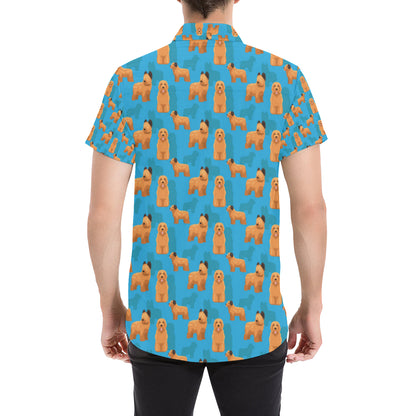 Briards Pattern Print Design 01 Men's Short Sleeve Button Up Shirt