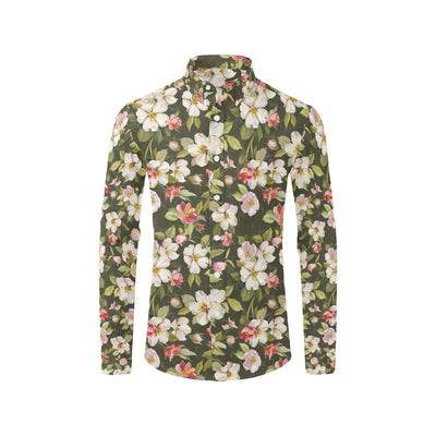 Apple blossom Pattern Print Design AB01 Men's Long Sleeve Shirt