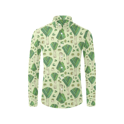 Leek Pattern Print Design 04 Men's Long Sleeve Shirt