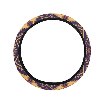 Aztec Pattern Print Design 09 Steering Wheel Cover with Elastic Edge