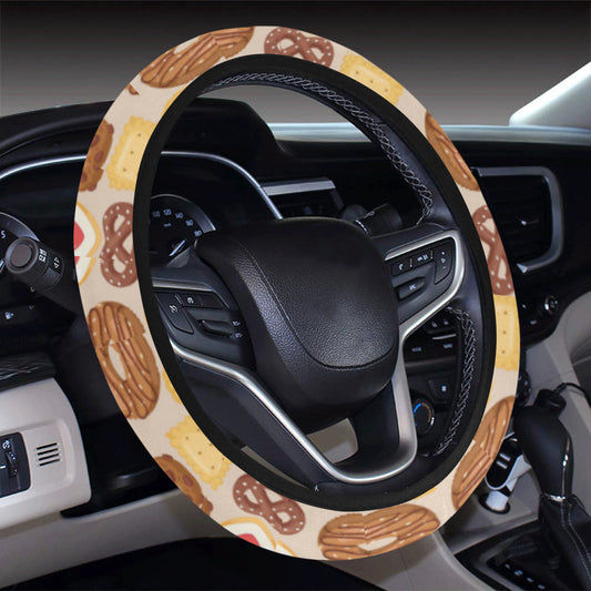 Cookie Pattern Print Design 02 Steering Wheel Cover with Elastic Edge