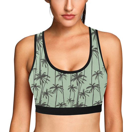 Palm Tree Pattern Print Design A04 Sports Bra