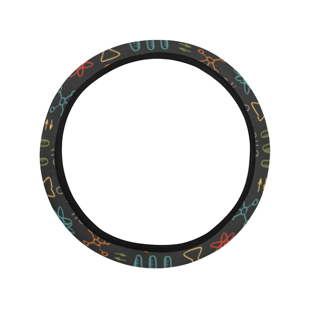 Chemical Pattern Print Design 03 Steering Wheel Cover with Elastic Edge