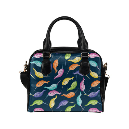 Narwhal Colorful Pattern Print Design 03 Shoulder Handbag