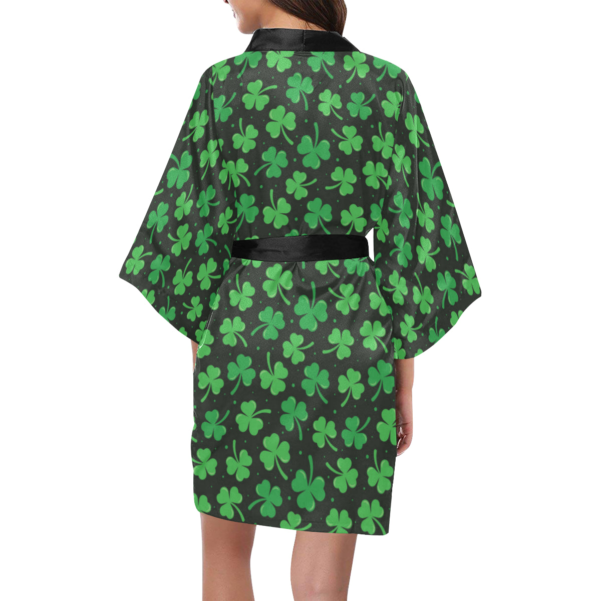 Clover  Pattern Print Design 04 Women's Short Kimono