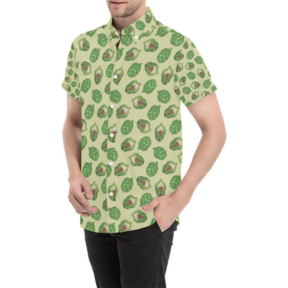 Artichoke Pattern Print Design 03 Men's Short Sleeve Button Up Shirt