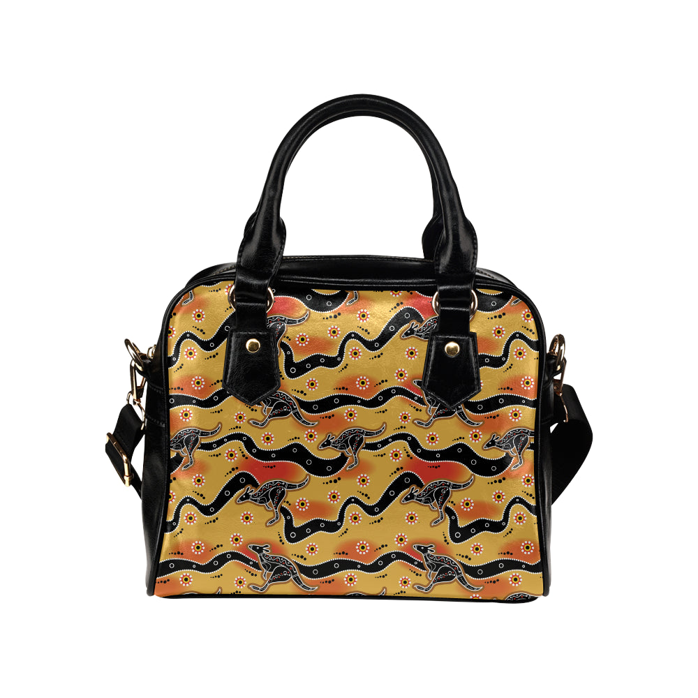 Kangaroos Aboriginal  Pattern Print Design 06 Shoulder Handbag