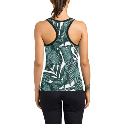 Tropical Palm Leaves Pattern Women's Racerback Tank Top