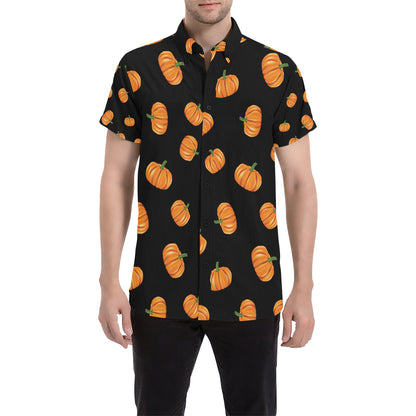 Pumpkin Pattern Print Design A05 Men's Short Sleeve Button Up Shirt