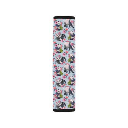 Panda Bear Flower Design Themed Print Car Seat Belt Cover