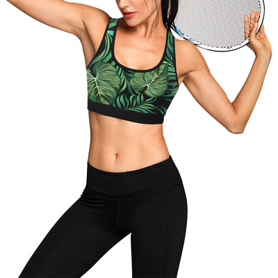 Green Fresh Tropical Palm Leaves Sports Bra