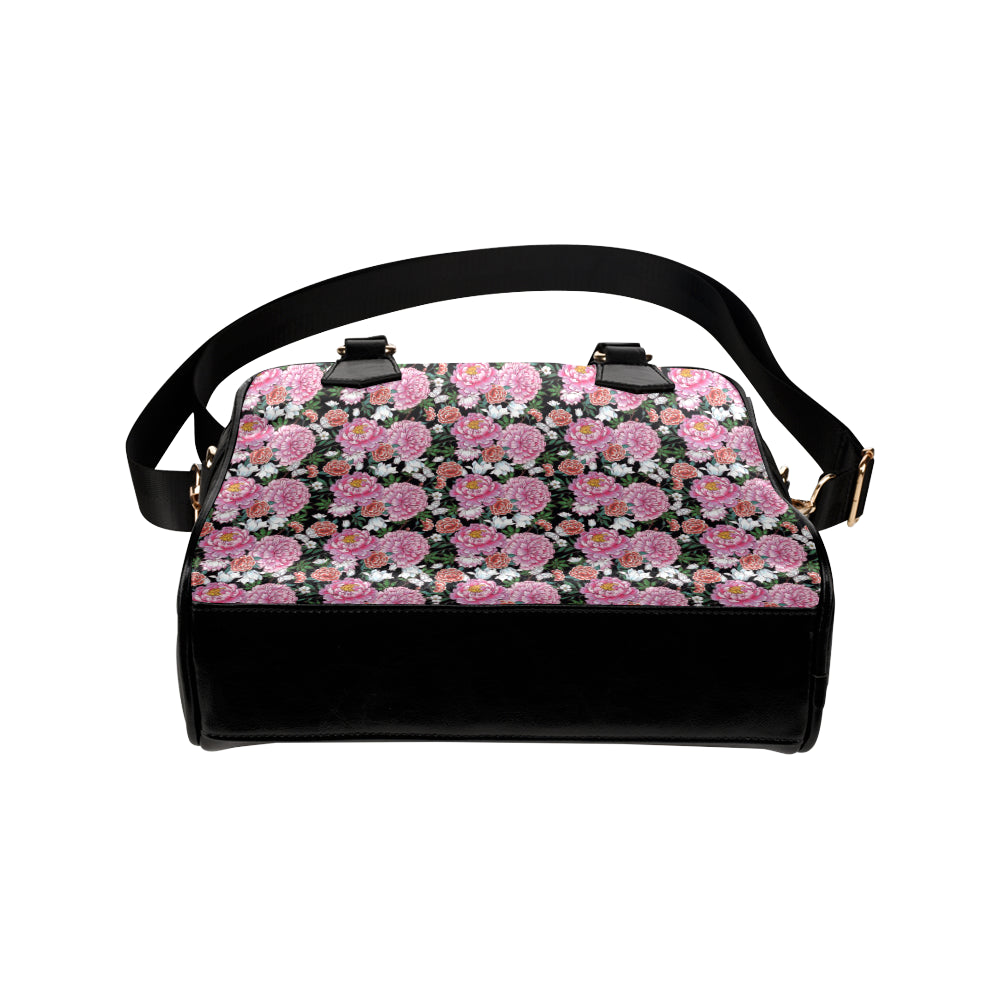 Dahlia Pattern Print Design 02 Shoulder Handbag