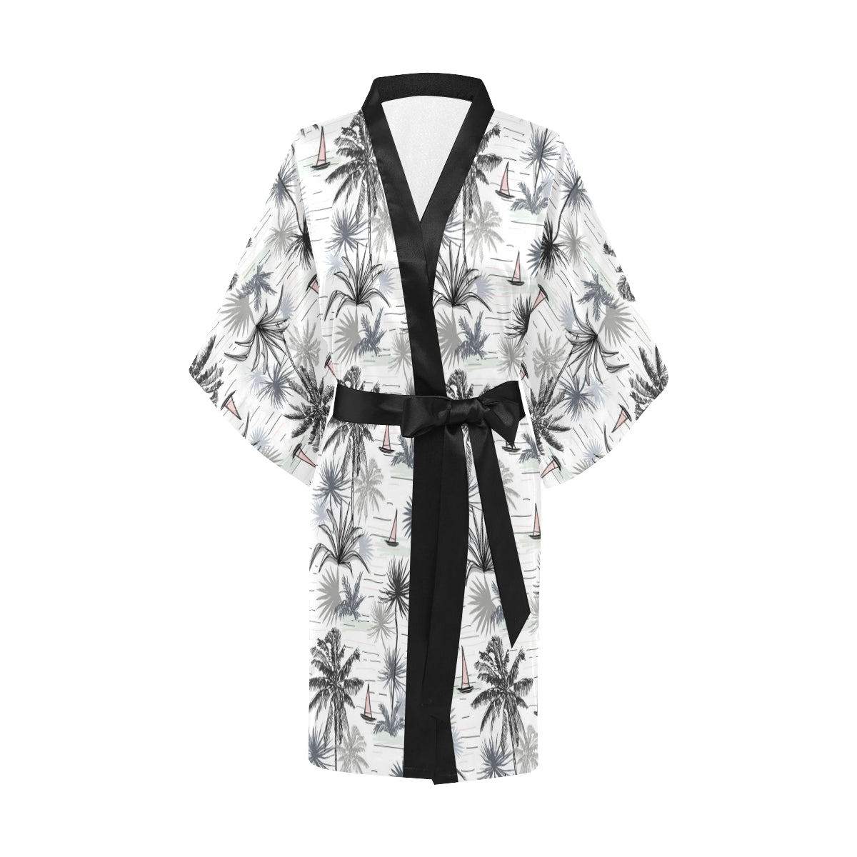 Pacific island Pattern Print Design A04 Women's Short Kimono
