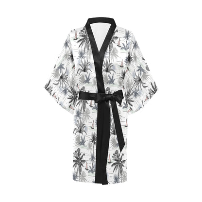Pacific island Pattern Print Design A04 Women's Short Kimono