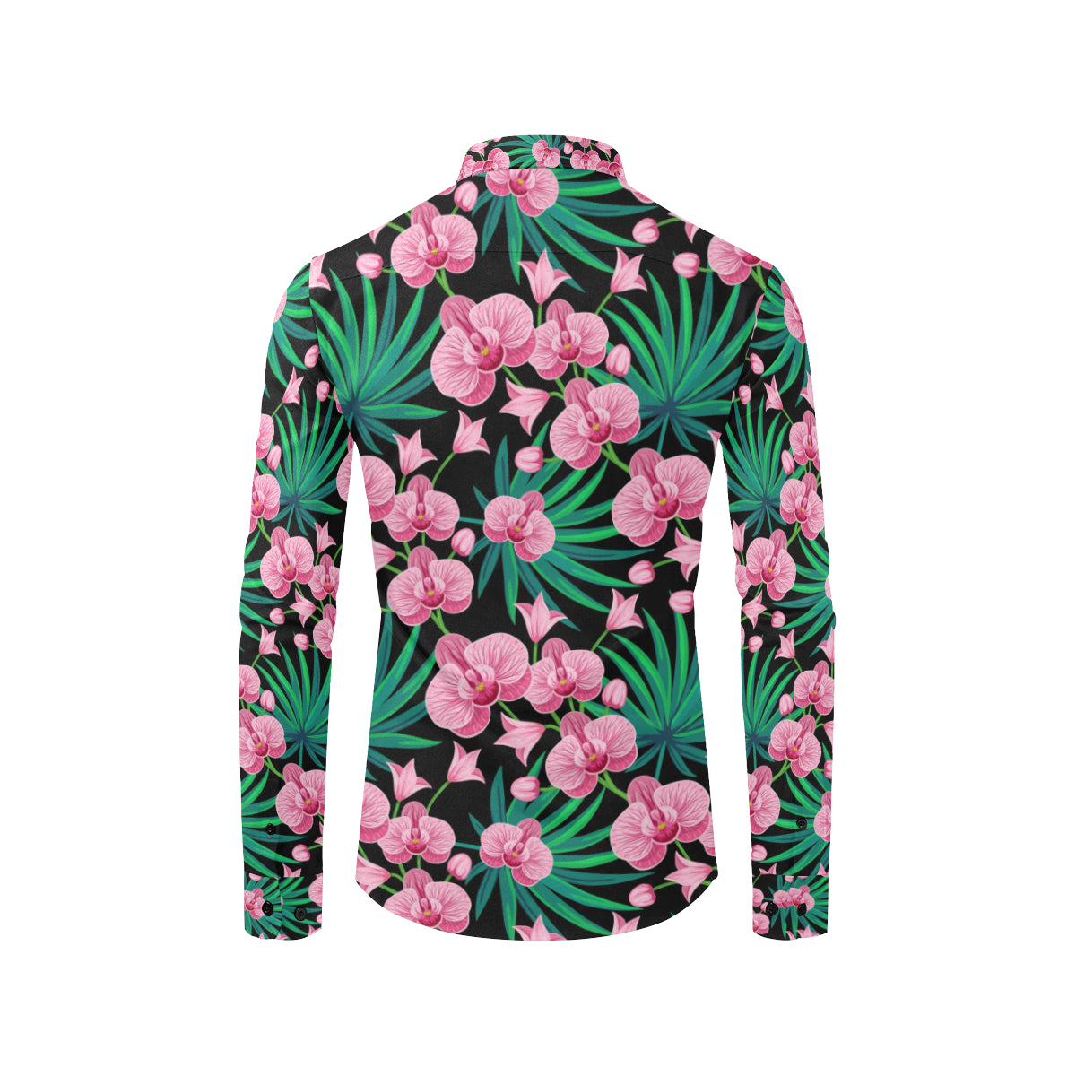 Orchid Pink Pattern Print Design OR06 Men's Long Sleeve Shirt