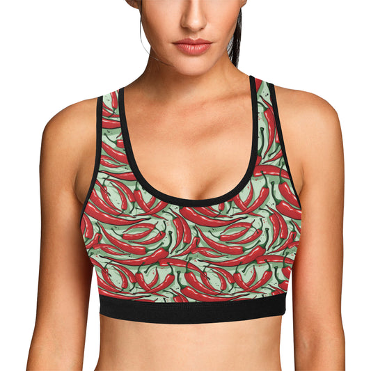 Chilli Pepper Pattern Print Design 04 Sports Bra