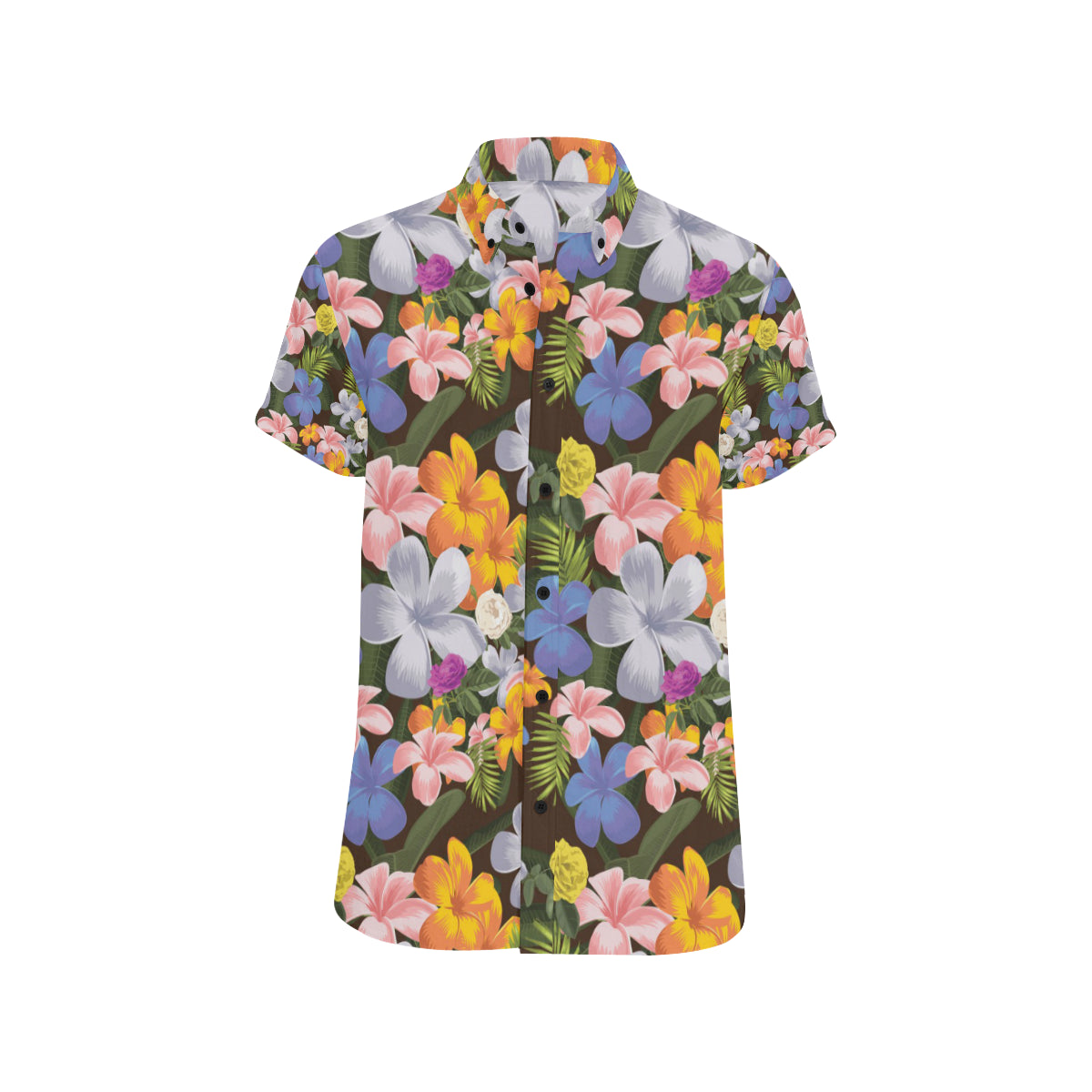 Plumeria Pattern Print Design PM03 Men's Short Sleeve Button Up Shirt