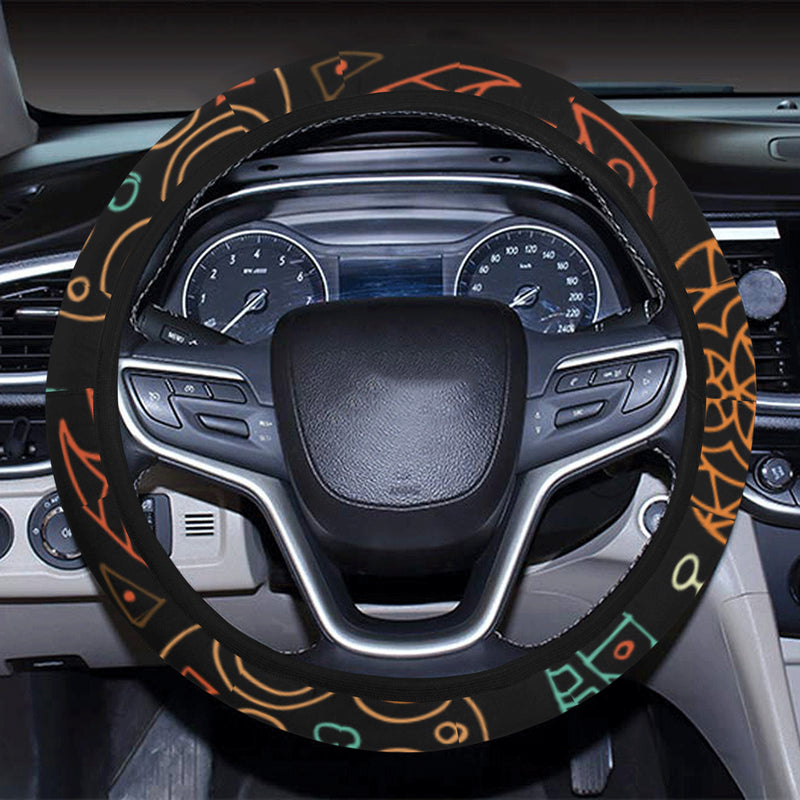 Polynesian Pattern Print Design A04 Steering Wheel Cover with Elastic Edge