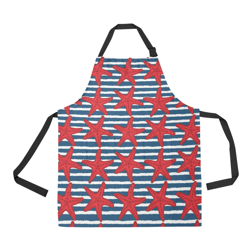 Starfish Red Pattern Print Design 02 Apron with Pocket