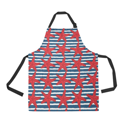 Starfish Red Pattern Print Design 02 Apron with Pocket