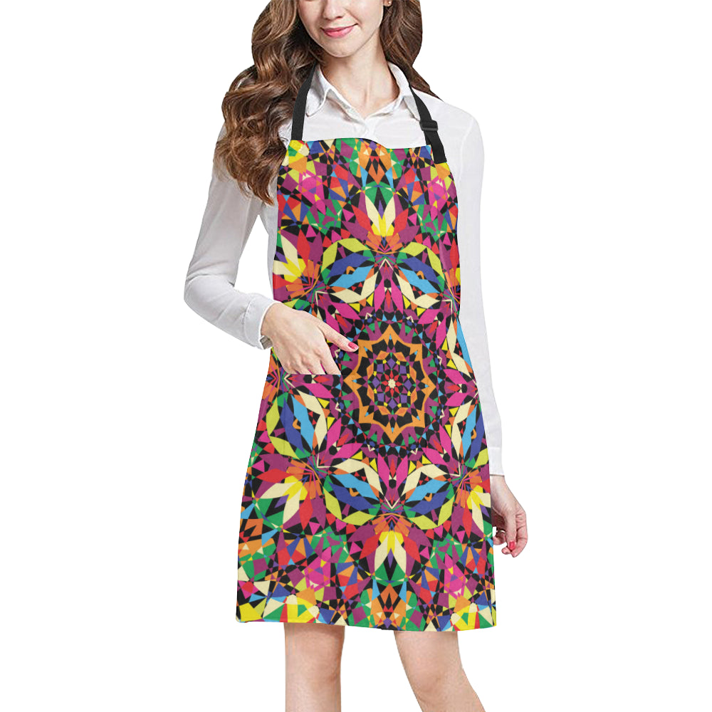 Kaleidoscope Pattern Print Design 02 Apron with Pocket