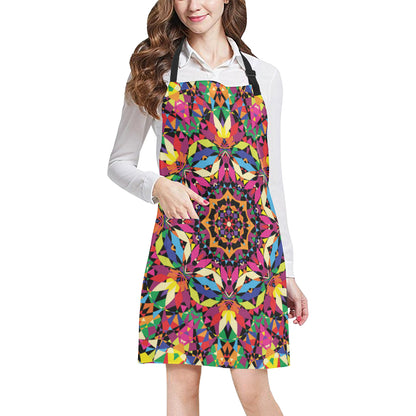 Kaleidoscope Pattern Print Design 02 Apron with Pocket