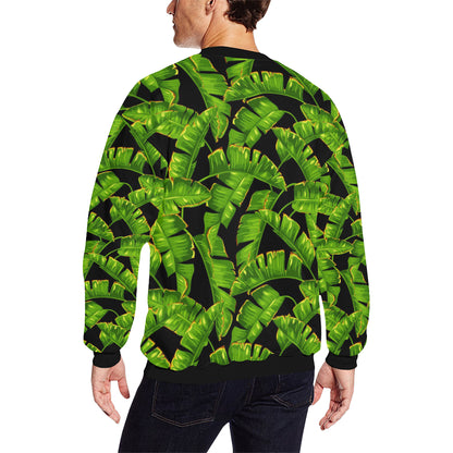 Banana Leaf Pattern Print Design BL06 Men Long Sleeve Sweatshirt