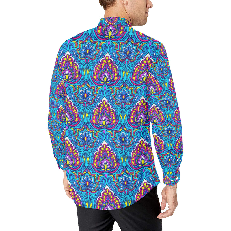 lotus Boho Pattern Print Design LO010 Men's Long Sleeve Shirt