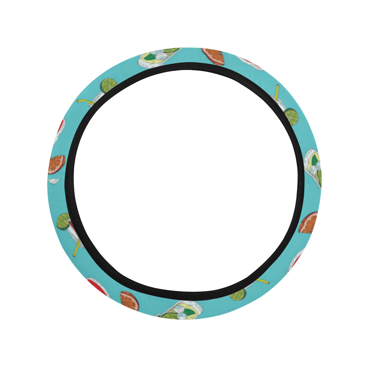 Cocktail Pattern Print Design 05 Steering Wheel Cover with Elastic Edge