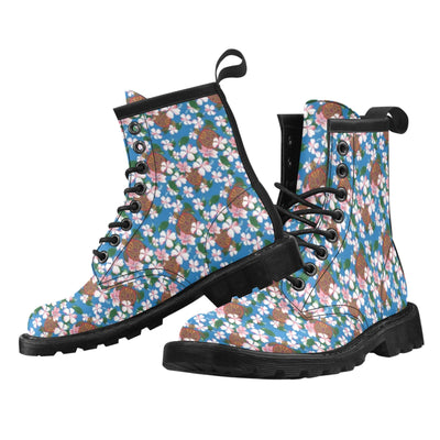 Sea Turtle Pink Hibiscus Hawaiian Print Women's Boots