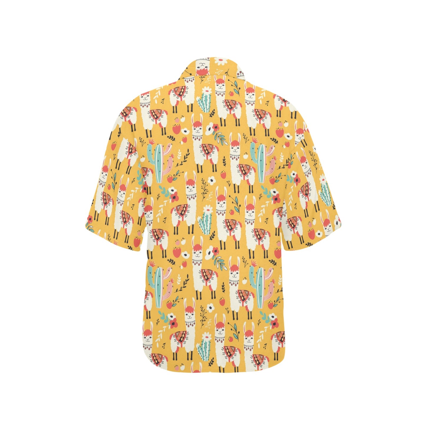 Llama Cute Themed Print Women's Hawaiian Shirt