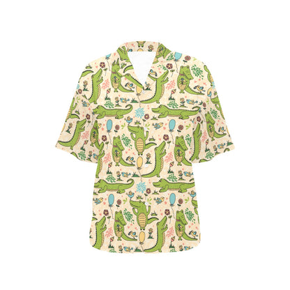 Alligator Pattern Print Design 01 Women's Hawaiian Shirt