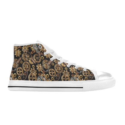 Steampunk Lightbulb Print Design LKS304 High Top Women's White Shoes