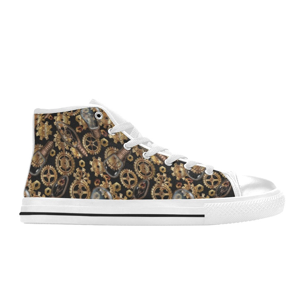 Steampunk Lightbulb Print Design LKS304 High Top Women's White Shoes