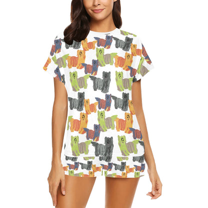 Skye Terriers Print Design LKS301 Women's Short Pajama Set